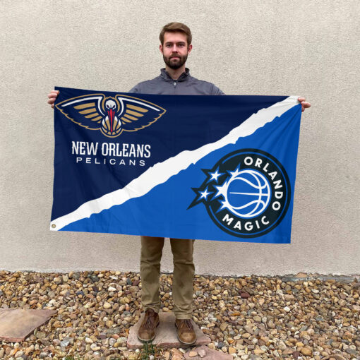 New Orleans vs Orlando House Divided Flag, NBA House Divided Flag
