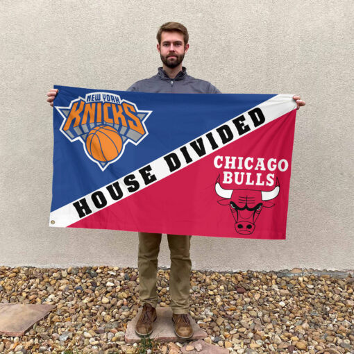 New York vs Chicago House Divided Flag, NBA House Divided Flag