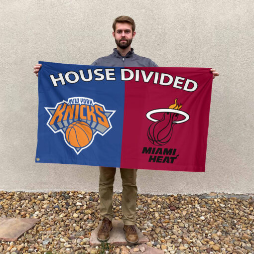 New York vs Miami House Divided Flag, NBA House Divided Flag New York vs Miami House Divided Flag, NBA House Divided Flag
