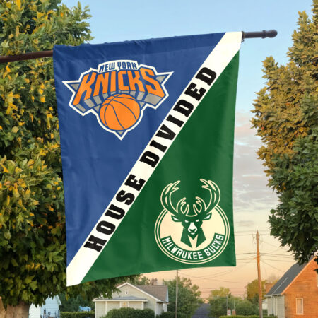 New York vs Milwaukee House Divided Flag, NBA House Divided Flag New York vs Milwaukee House Divided Flag, NBA House Divided Flag