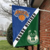 New York vs Milwaukee House Divided Flag, NBA House Divided Flag 1 New York vs Milwaukee House Divided Flag, NBA House Divided Flag