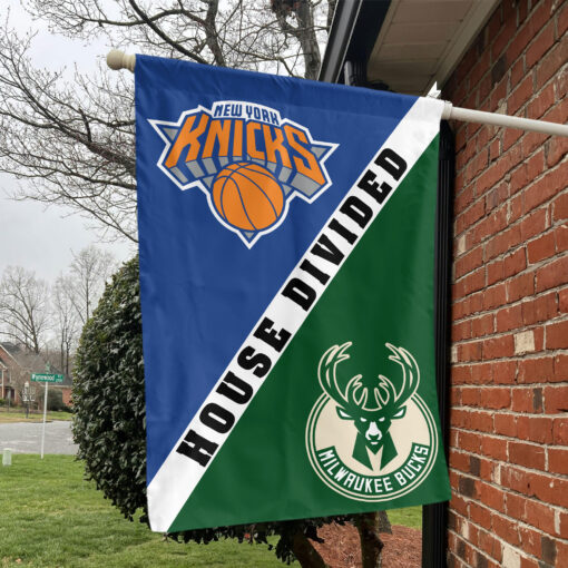 New York vs Milwaukee House Divided Flag, NBA House Divided Flag New York vs Milwaukee House Divided Flag, NBA House Divided Flag