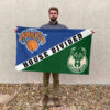 New York vs Milwaukee House Divided Flag, NBA House Divided Flag 2 New York vs Milwaukee House Divided Flag, NBA House Divided Flag