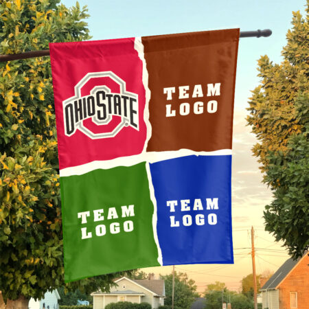 Ohiostate vs Custom Team House Divided Flag, Custom NCAA Split Team Flag