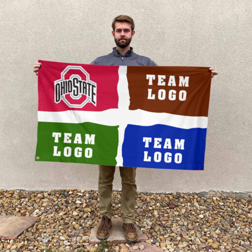 Ohiostate vs Custom Team House Divided Flag, Custom NCAA Split Team Flag Ohiostate vs Custom Team House Divided Flag, Custom NCAA Split Team Flag