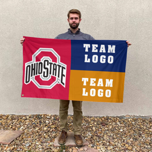 Ohiostate vs Custom Team House Divided Flag, NCAA Game Day Flag Ohiostate vs Custom Team House Divided Flag, NCAA Game Day Flag