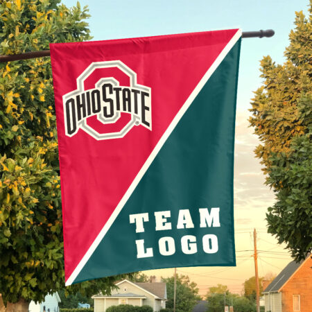 Ohiostate vs Custom Team House Divided Flag, NCAA Split Flag