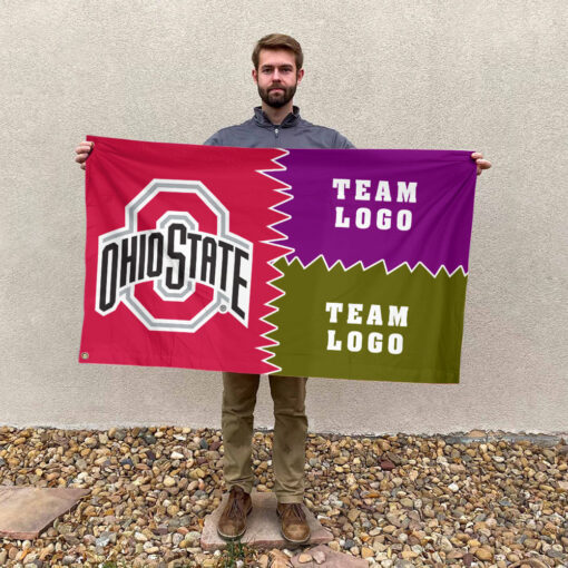 Ohiostate vs Custom Team House Divided Flag, Personalized Game Day Flag Ohiostate vs Custom Team House Divided Flag, Personalized Game Day Flag