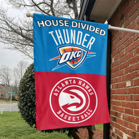 Oklahoma City vs Atlanta House Divided Flag, NBA House Divided Flag Oklahoma City vs Atlanta House Divided Flag, NBA House Divided Flag