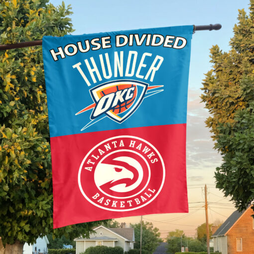 Oklahoma City vs Atlanta House Divided Flag, NBA House Divided Flag Oklahoma City vs Atlanta House Divided Flag, NBA House Divided Flag