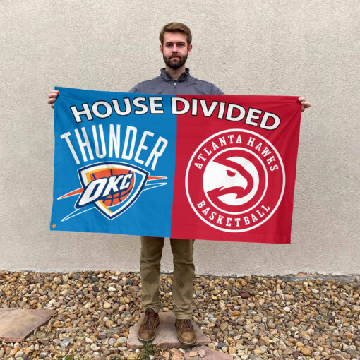 Oklahoma City vs Atlanta House Divided Flag, NBA House Divided Flag Oklahoma City vs Atlanta House Divided Flag, NBA House Divided Flag