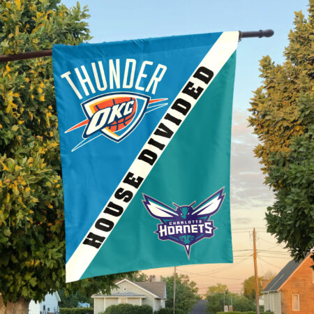 Oklahoma City vs Charlotte House Divided Flag, NBA House Divided Flag Oklahoma City vs Charlotte House Divided Flag, NBA House Divided Flag
