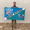 Oklahoma City vs Charlotte House Divided Flag, NBA House Divided Flag 2 Oklahoma City vs Charlotte House Divided Flag, NBA House Divided Flag