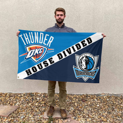 Oklahoma City vs Dallas House Divided Flag, NBA House Divided Flag Oklahoma City vs Dallas House Divided Flag, NBA House Divided Flag