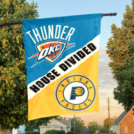 Oklahoma City vs Indiana House Divided Flag, NBA House Divided Flag Oklahoma City vs Indiana House Divided Flag, NBA House Divided Flag