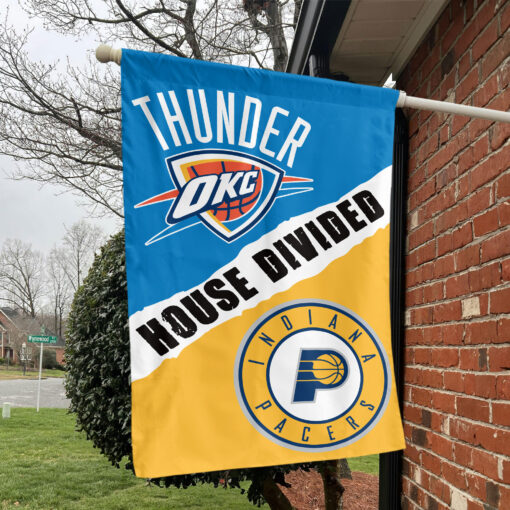 Oklahoma City vs Indiana House Divided Flag, NBA House Divided Flag Oklahoma City vs Indiana House Divided Flag, NBA House Divided Flag