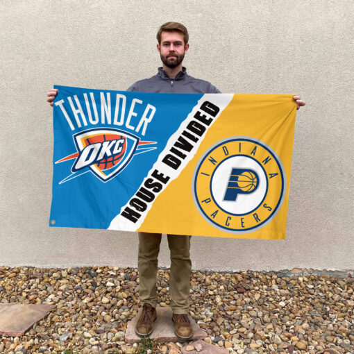 Oklahoma City vs Indiana House Divided Flag, NBA House Divided Flag Oklahoma City vs Indiana House Divided Flag, NBA House Divided Flag