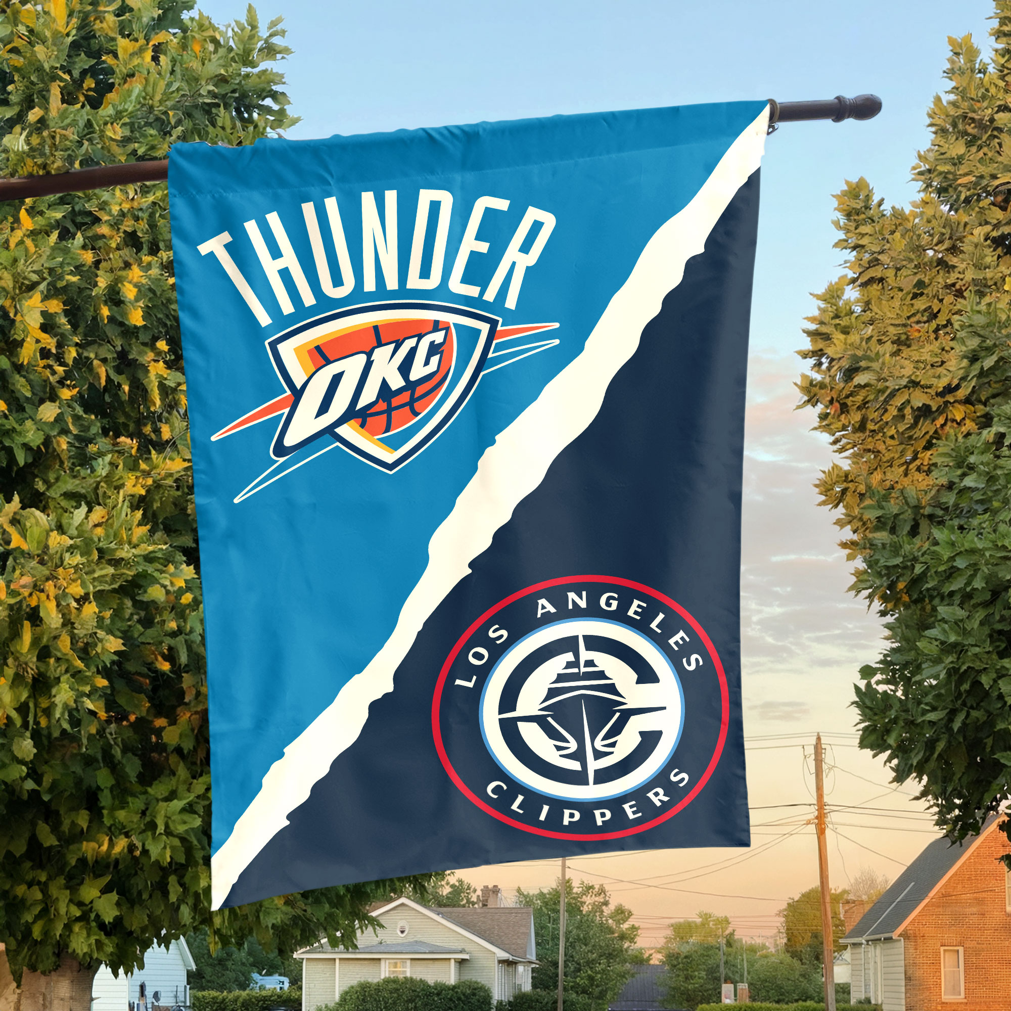 Oklahoma City vs LA House Divided Flag, NBA House Divided Flag Oklahoma City vs LA House Divided Flag, NBA House Divided Flag
