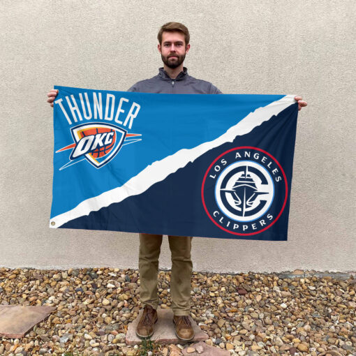 Oklahoma City vs LA House Divided Flag, NBA House Divided Flag Oklahoma City vs LA House Divided Flag, NBA House Divided Flag