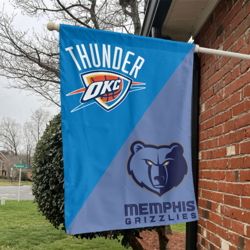 Oklahoma City vs Memphis House Divided Flag, NBA House Divided Flag Oklahoma City vs Memphis House Divided Flag, NBA House Divided Flag