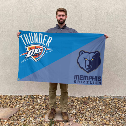 Oklahoma City vs Memphis House Divided Flag, NBA House Divided Flag Oklahoma City vs Memphis House Divided Flag, NBA House Divided Flag