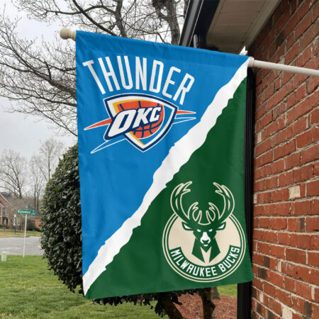 Oklahoma City vs Milwaukee House Divided Flag, NBA House Divided Flag Oklahoma City vs Milwaukee House Divided Flag, NBA House Divided Flag
