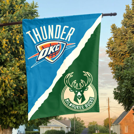 Oklahoma City vs Milwaukee House Divided Flag, NBA House Divided Flag Oklahoma City vs Milwaukee House Divided Flag, NBA House Divided Flag