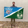 Oklahoma City vs Milwaukee House Divided Flag, NBA House Divided Flag 2 Oklahoma City vs Milwaukee House Divided Flag, NBA House Divided Flag