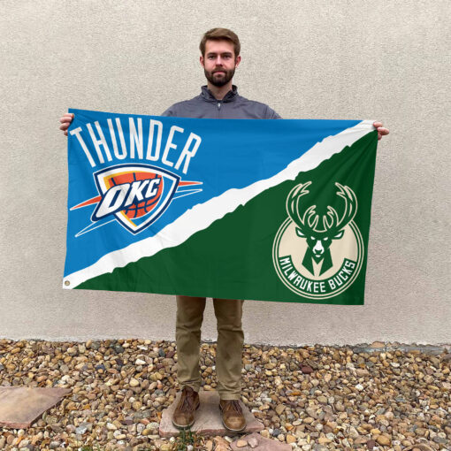 Oklahoma City vs Milwaukee House Divided Flag, NBA House Divided Flag Oklahoma City vs Milwaukee House Divided Flag, NBA House Divided Flag