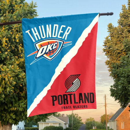 Oklahoma City vs Portland House Divided Flag, NBA House Divided Flag Oklahoma City vs Portland House Divided Flag, NBA House Divided Flag