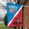 Oklahoma City vs Portland House Divided Flag, NBA House Divided Flag 1 Oklahoma City vs Portland House Divided Flag, NBA House Divided Flag