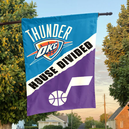 Oklahoma City vs Utah House Divided Flag, NBA House Divided Flag Oklahoma City vs Utah House Divided Flag, NBA House Divided Flag