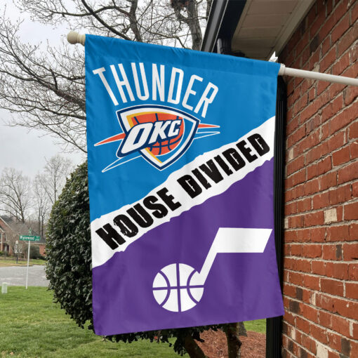 Oklahoma City vs Utah House Divided Flag, NBA House Divided Flag Oklahoma City vs Utah House Divided Flag, NBA House Divided Flag
