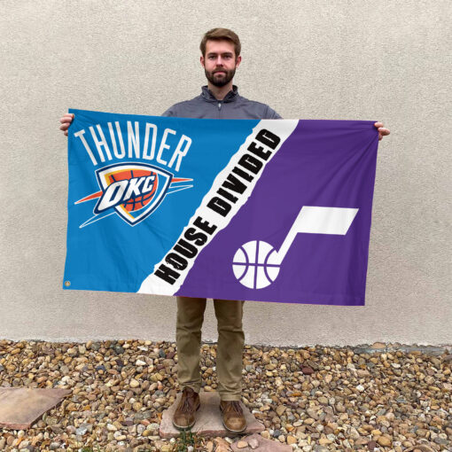 Oklahoma City vs Utah House Divided Flag, NBA House Divided Flag Oklahoma City vs Utah House Divided Flag, NBA House Divided Flag