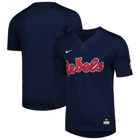 Ole Miss Rebels Nike 2-Button Replica Baseball Jersey – Navy, Limited Replica Fan Edition
