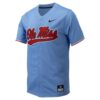 Ole Miss Rebels Nike Replica Full-Button Baseball Jersey - Powder Blue, Limited Replica Fan Edition