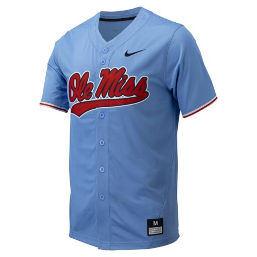 Ole Miss Rebels Nike Replica Full-Button Baseball Jersey – Powder Blue, Limited Replica Fan Edition