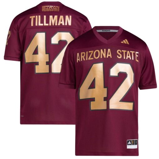 Pat Tillman 42 Arizona State Sun Devils Football Icon Premier Jersey – Maroon, Limited Replica Fan Edition
