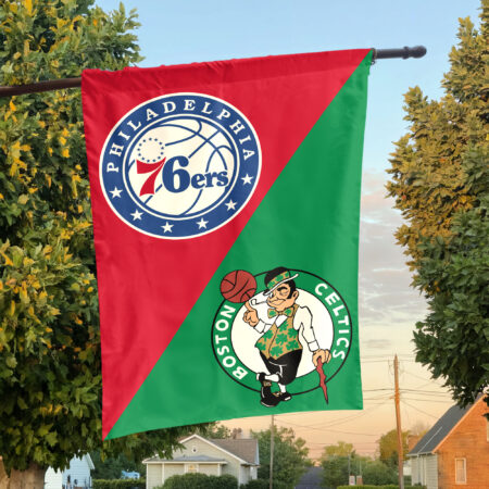 Philadelphia vs Boston House Divided Flag, NBA House Divided Flag Philadelphia vs Boston House Divided Flag, NBA House Divided Flag