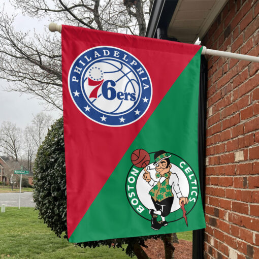 Philadelphia vs Boston House Divided Flag, NBA House Divided Flag Philadelphia vs Boston House Divided Flag, NBA House Divided Flag