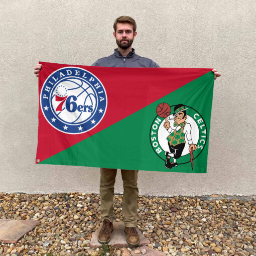 Philadelphia vs Boston House Divided Flag, NBA House Divided Flag Philadelphia vs Boston House Divided Flag, NBA House Divided Flag