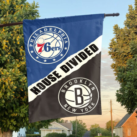 Philadelphia vs Brooklyn House Divided Flag, NBA House Divided Flag Philadelphia vs Brooklyn House Divided Flag, NBA House Divided Flag