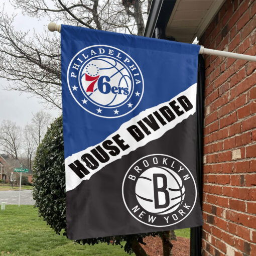 Philadelphia vs Brooklyn House Divided Flag, NBA House Divided Flag Philadelphia vs Brooklyn House Divided Flag, NBA House Divided Flag