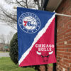 Philadelphia vs Chicago House Divided Flag, NBA House Divided Flag 1 Philadelphia vs Chicago House Divided Flag, NBA House Divided Flag
