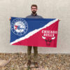 Philadelphia vs Chicago House Divided Flag, NBA House Divided Flag 2 Philadelphia vs Chicago House Divided Flag, NBA House Divided Flag