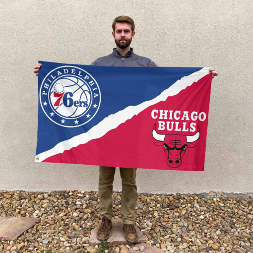 Philadelphia vs Chicago House Divided Flag, NBA House Divided Flag Philadelphia vs Chicago House Divided Flag, NBA House Divided Flag
