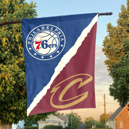 Philadelphia vs Cleveland House Divided Flag, NBA House Divided Flag Philadelphia vs Cleveland House Divided Flag, NBA House Divided Flag