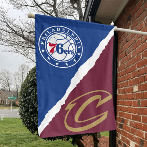 Philadelphia vs Cleveland House Divided Flag, NBA House Divided Flag Philadelphia vs Cleveland House Divided Flag, NBA House Divided Flag