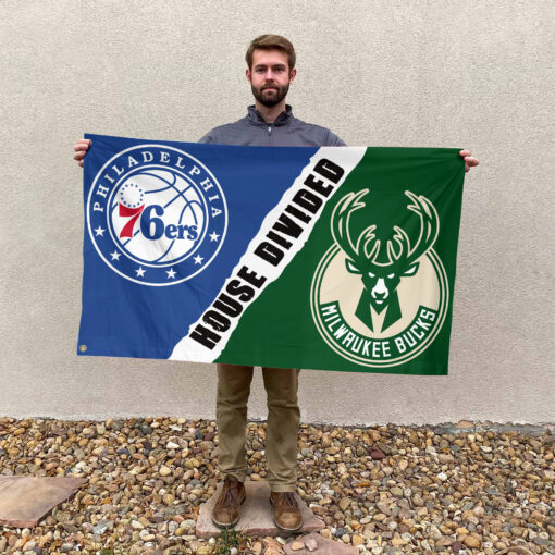 Philadelphia vs Milwaukee House Divided Flag, NBA House Divided Flag
