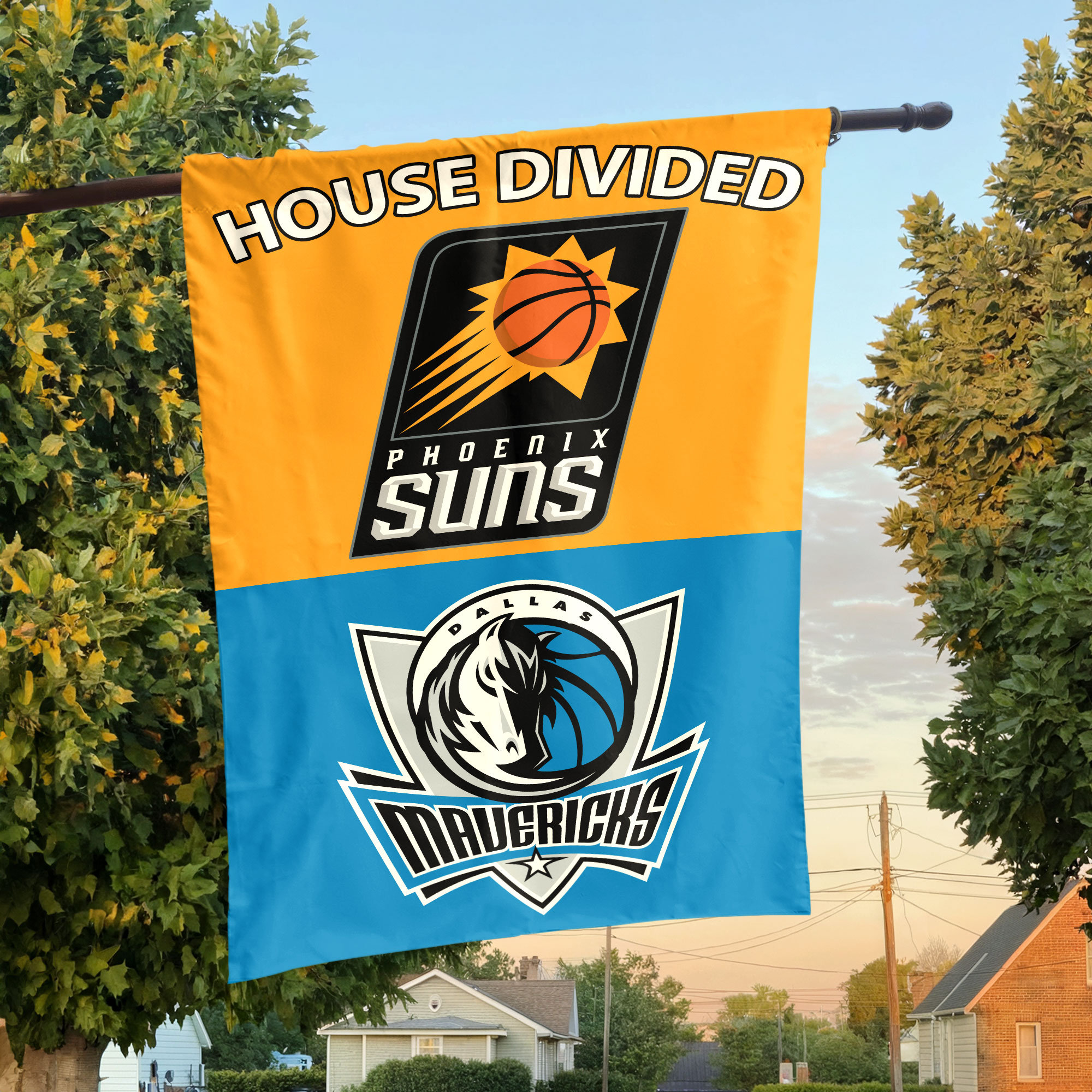 Phoenix vs Dallas House Divided Flag, NBA House Divided Flag Phoenix vs Dallas House Divided Flag, NBA House Divided Flag